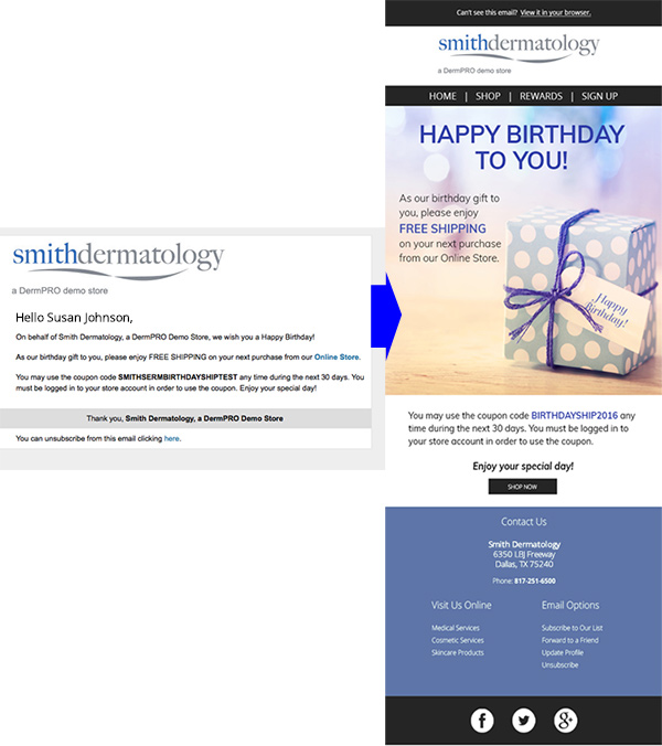 example of premium birthday offer email