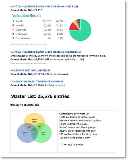 example list cleaning report