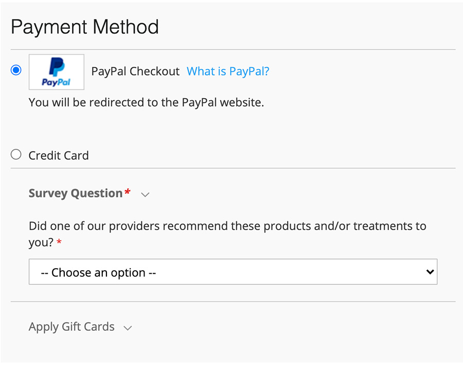 PayPal on DermPRO Store